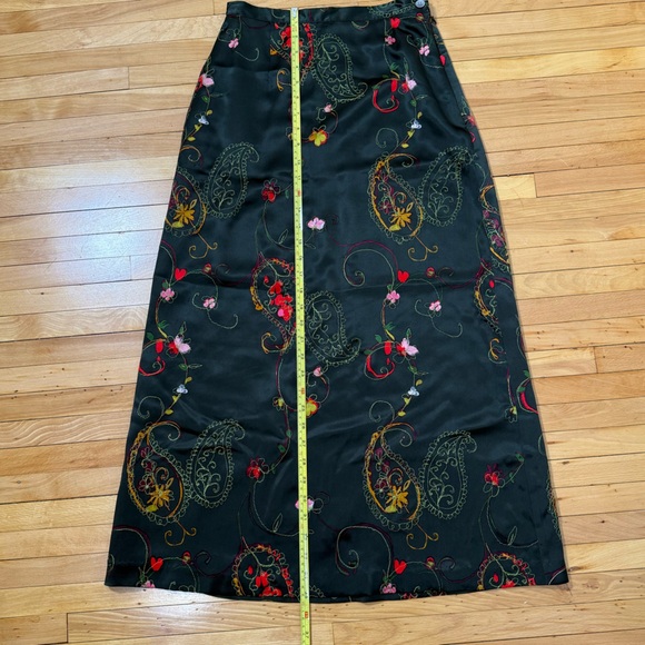 VTG Laura Ashley Forest Green Silk Skirt & Tank Set Embroidered Floral Size 4 - Picture 10 of 11